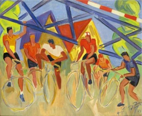 les cyclistes 1953 Delporte Michel Delporte, peintre du Groupe de Roubaix – Eléments biographiques et quelques œuvres